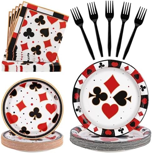 100 Pcs Disposable Casino Tableware Set for 25 Guests by COSINIA