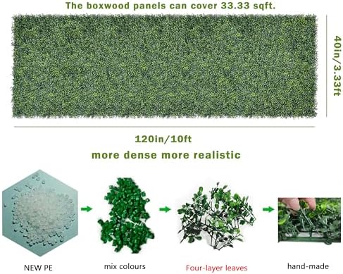 Bybeton 40"x120"(33sqft) Ivy Privacy Fence Screen Odorless Boxwood Hedge - Image 2