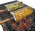 2 Pack Rolling Grill Basket – Stainless Steel Grilling Basket with Lid and Removable Wooden Handle – BBQ Accessories for Vegetables, Shrimp, Meat – Outdoor Cooking Gift for Dad or Husband – Otawe by Unknown