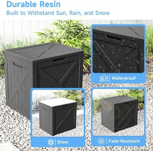 40 Gallon Outdoor Storage Box Waterproof, UV Resistant Resin Deck Box for Patio Furniture, Outside Storage Box for Garden Tools, Patio Cushions, Black - Image 4