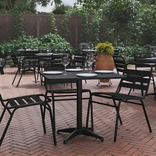 Flash Furniture 31.5 in Indoor/Outdoor Square Table with Base, Black - Image 2