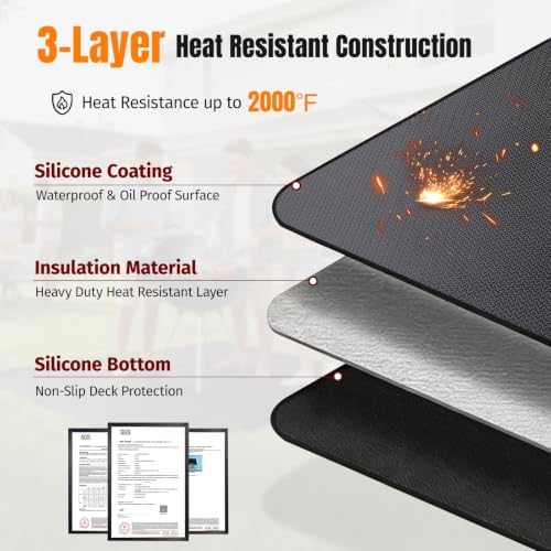 48×30 Inches Under Grill Mats for Outdoor Grill Patio & Deck Protector BBQ - Image 3