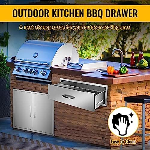 BBQ Outdoor Kitchen Drawers Stainless Steel 3-Drawer BBQ Drawer Enclosed Built-in Drawer Flush Mount for Outdoor Kitchens & BBQ Islands,30Wx23Dx10H - Image 7