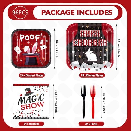 96Pcs Casino Theme Magic Show Party Decorations, Serve 24 - Image 2