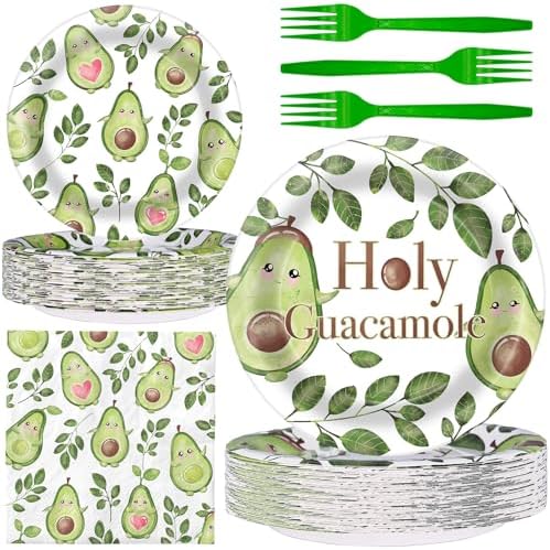 Avocado Party Decorations - Avocado Party Plates and Napkins for Kids Birthday Party, Serves 40 Guests by BonBeeDesign