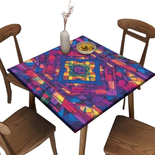 Outdoor Square Tablecloth, Mandala Madness Pattern Printed on Stain Resistant Camping Patio Table Covers, Ideal for Buffet Catering Community, Fit for 48" x 48" Square Tables by JRBSZMI2