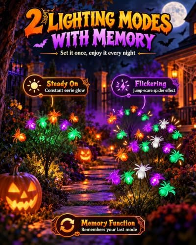 OZS 6Pack 36LED Spider Solar Halloween Decorations Outdoor - Image 2