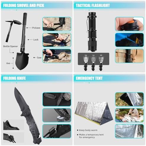 Survival Kit and First Aid Kit, 236PCS Survival Gear Camping Essentials Emergency Medical Supplies with Tactical MOLLE Pouch for Outdoor Adventure, Camping, Hiking, Hunting, Cool Idea - Image 3