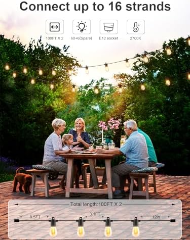 Svater 200 FT Outdoor String Lights, Patio Lights for Outside Waterproof - Image 3
