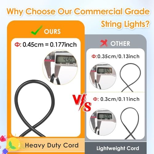 Mlambert 3 Color Outdoor LED Dimmable String Lights with Remote 48FT, Black - Image 4