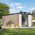 Aoxun 12 x 10FT Outdoor Storage Shed with Double Hinged Large Door, Brown by Aoxun