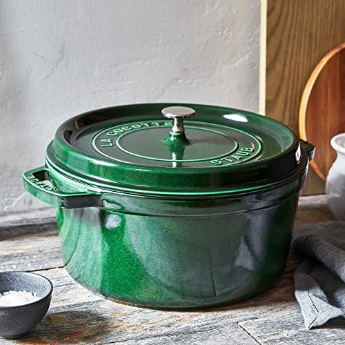 Staub Cast Iron 7-qt Round Cocotte - Basil, Made in France - Image 2