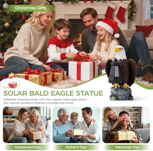 YDKOJGW American Bald Eagle Garden Statue with Solar Light,Outdoor Decor Sculpture,Perfect for Patio,Yard,Porch,Balcony,Distinctive Bald Eagle Home Decor,250 Anniversary USA Gift for Men Father - Image 7