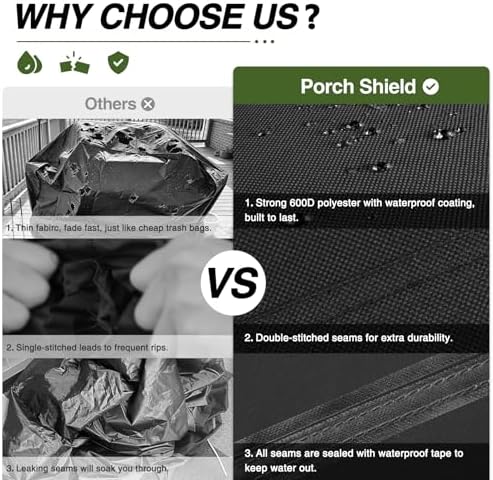 Porch Shield Waterproof Outdoor BBQ Grill Cover 48 inch, Black - Image 3