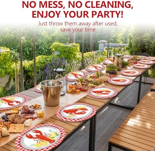 50 PCS Crawfish boil Oval Paper Plates Large 11” Disposable Crawfish Tray Party Decorations Barbecue Supplies Favor for Crawfish Platter BBQ Gathering Picnic Cookout Carnival Party Tableware Set - Image 5