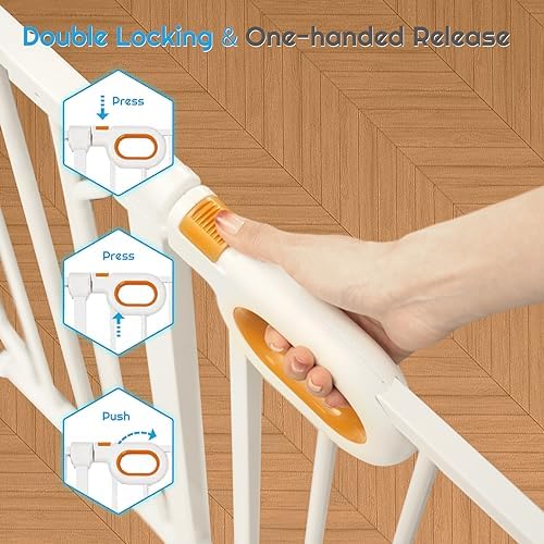 owlie 75 to 85 Inch Extra Wide Baby Gate with Door for Stairs Doorways - Image 3