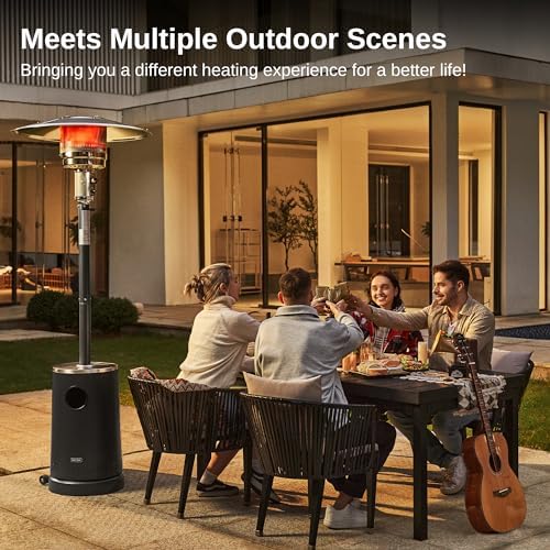 EAST OAK 50,000 BTU Patio Heater with Sand Box, Table Design, Double-Layer Stainless Steel Burner, Wheels, Triple Protection System, Outdoor Heater for Home and Residential, Polar Night - Image 4