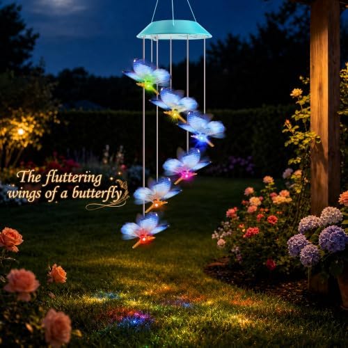 Toodour Solar Wind Chime, Color Changing LED Swaying Butterfly Wind Chimes - Image 4