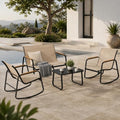 DWVO 4-Piece Rocking Patio Furniture Set, Textilene Conversation Set, Brown by DWVO