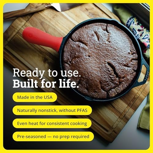Lodge Pre-Seasoned Cast Iron Skillet with Silicone Handle Holder, 12 Inches - Image 4