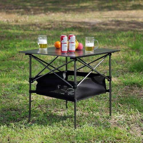 1-Piece Folding Outdoor Table with Carrying Bag,Lightweight Aluminum Roll-up Rectangular Table for Indoor, Outdoor Camping, Picnics,Beach,Backyard, BBQ, Party, Patio (Medium) - Image 3