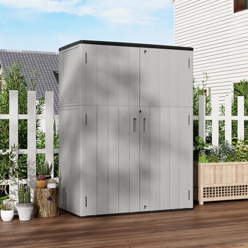 Mrosaa Outdoor Storage Shed Waterproof,Resin Storage Sheds Outdoor with Floor,Outdoor Storage Cabinet for Garage Storage, Pool Storage, Bike, Garden (57Cu.ft) - Image 3