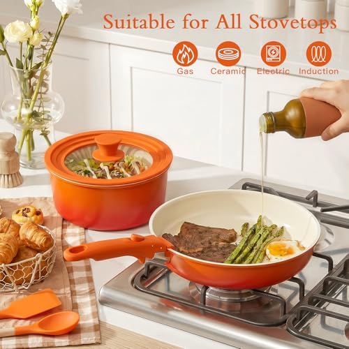 GiPP 21PCS Pots and Pans Set Nonstick Cookware Set with Detachable Handle - Image 5