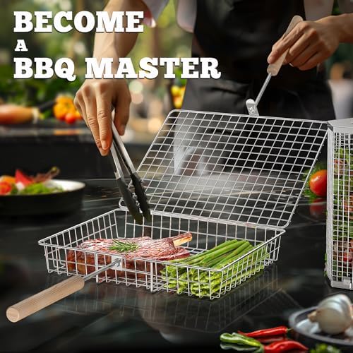 Grill Basket Set, BBQ Accessories, Outdoor Camping Cooking, Gifts for Men - Image 4