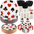 Kochorie 400 Pieces Casino Print Disposable Tableware Sets, Las Vegas Party Supplies Set with Plates Cups Napkins Cutlery Serves 50 for Birthday Poker Club Casino Theme Party Decorations by Kochorie