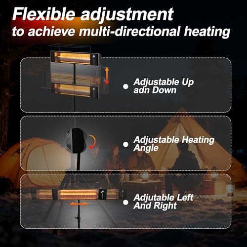 Infrared Patio Heater 1500W Outdoor Heaters RealSmart Electric Space Heater 3 Heating Modes Outdoor/Indoor Use Heater Wall-Mounted Tripod 12H Timer IP65 for Backyard Garage Greenhouse - Image 6