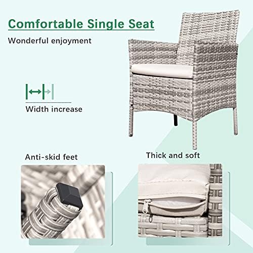 Greesum Patio Furniture 4 Pieces Conversation Sets,Gray and Beige - Image 5