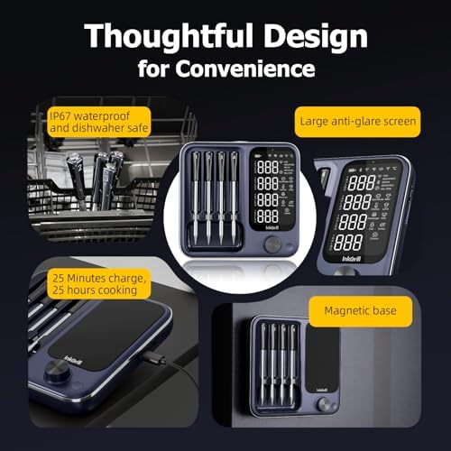 Wireless Meat Thermometer with APP Control，4 Probes Meat Thermometer Digital, Unlimited Range WiFi & Bluetooth Meat Thermometerfor for Rotisserie, Grill, Oven, Smoker, BBQ, Air Fryer - Image 6
