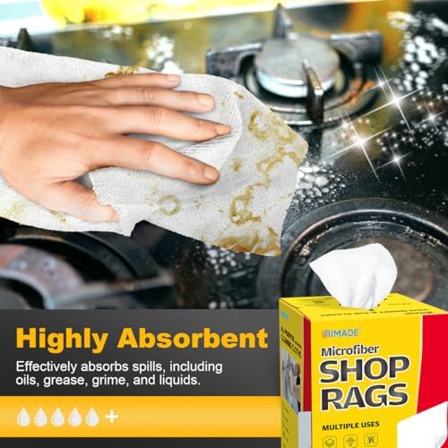 UNIMADE Shop Rags, 4 Boxes - 400 Sheets Microfiber Cleaning Cloth - Image 3