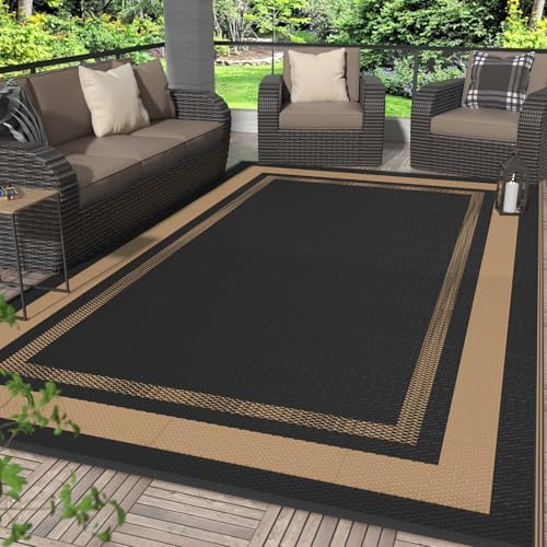 GENIMO Outdoor Rug, Waterproof Plastic Rugs for Patio, 6'x9' Mocha Brown by GENIMO