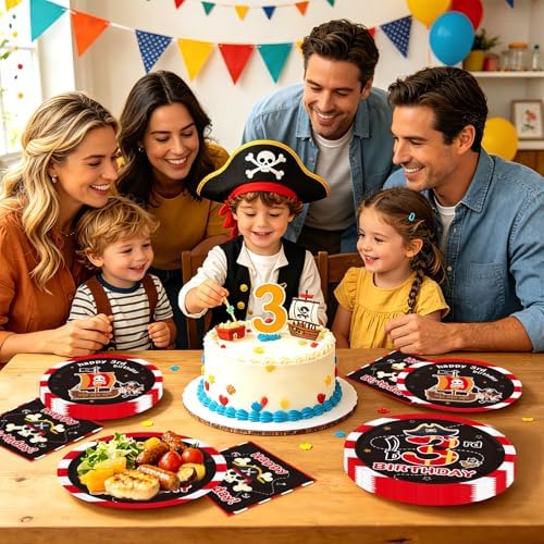 96Pcs Pirate 3rd Birthday Party Decorations for Boys, Serve 24 - Image 7