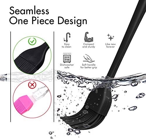 HOTEC 600℉ Heat Resistant Silicone Basting &Pastry Brushes, Black 2 - Image 4
