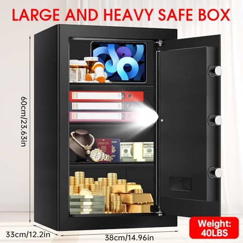 5.2 Cuft Large Safes for Home Use Fire and Water Proof, Anti-Theft Digital Security Safe Box With Programmable Keypad & Spare Keys, Home Safes Water and Fireproof for Money Valuables - Image 2