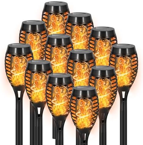 12 Pack Solar Pathway Lights Outdoor, Solar Torches Lights Halloween Decor by SPRKLINLIN