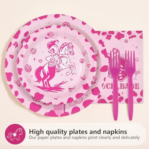 96Pcs Pink Pony Themed Party Decorations, Serves 24 - Image 2