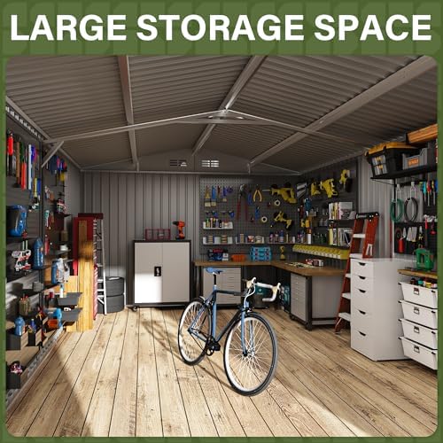 Polar Aurora 10x16 Outdoor Storage Metal Shed with Updated Frame Structure - Image 7