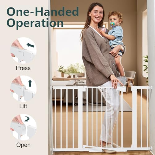 Cumbor 2-Pack 30-48 in Baby Gate for Stairs, Auto Close Dog Gate, White - Image 6