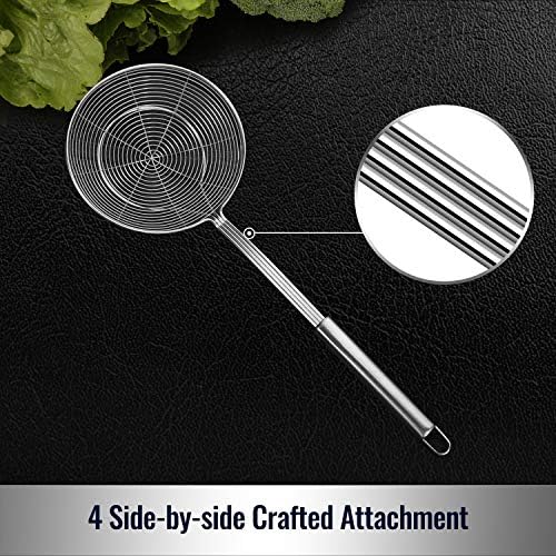 Hiware Solid Stainless Steel Spider Strainer Skimmer Ladle for Cooking and Frying, Kitchen Utensils Wire Strainer Pasta Spoon, 5.4 Inch - Image 4