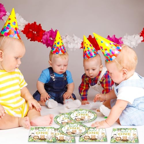 40Pcs Cute Wild Animals Birthday Decorations,Perfect Safari Birthday or Baby Shower Decorations,Wild Animals Plates and Napkins Set for 20 Guests - Image 7