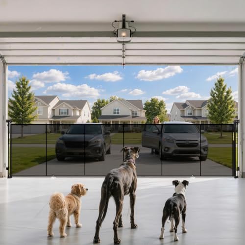 180" Extra Wide Retractable Baby Gates Dog Gate, 47" Tall Child Pet Safety Gate with Reinforced Strips for Stairs, Extra Long Garage Gates Mesh Fence for Driveway Decks Patio Outdoor Indoor by Pravoluxmax