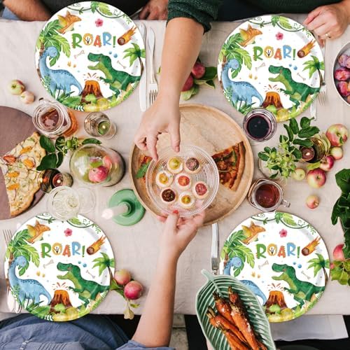 40pcs Watercolor Dinosaur Paper Plates and Napkins Party Supplies, 9 Inch Disposable Dinosaur Birthday Plates and Napkins Tableware Set for Kids Boys Birthday Decorations Serves 20 - Image 6