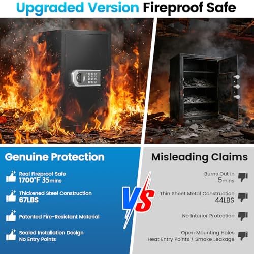 [2026 Upgraded]-35 Mins True Fireproof Safe-7.0 CuFt Large Heavy Duty Safe - Image 2