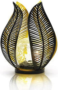 Solar Garden Lights Waterproof Decorations,Crackle Globe Glass,Metal Palm Leaf Solar Lights for Outdoor Decor On Garden,Patio,Yard,Front Porch,Tabletop Lamp-Perfect Gifts by Gardensolarlightsdecor