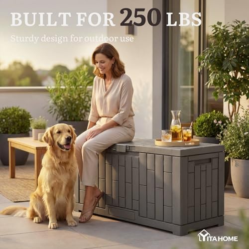 YITAHOME 60 Gallon Outdoor Storage Box w/Slide-Locking Lid - Image 5