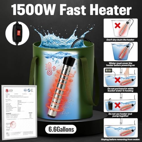 Portable Shower for Camping, 6000mAh Rechargeable Camp Shower Pump with Large Capacity Foldable Bucket, Filtered Shower Head, Outdoor Camping Shower Kit for Travel, Pet Bath, Car Washing - Image 2