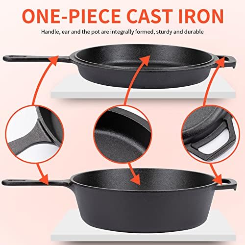 Overmont 2-in-1 Cast Iron Dutch Oven - 3.2QT Deep Pot with Lid Recipe - Image 5